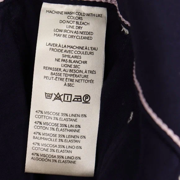 Maeve Women's The Colette Wide Leg Cropped Pants Size 30 Navy Contrast Stitch - Picture 4 of 7